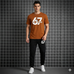 Men Brown Printed Track Suit 2 Piece XL to 2XL