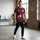 Men Graphic Printed Track Suit Maroon Black Summer